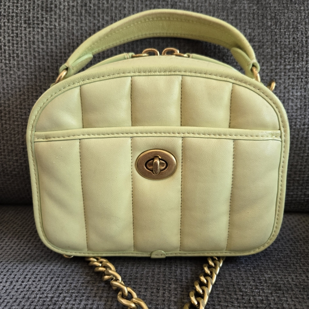 Coach Lunchbox Top Handle With Quilting In Pale Lime
